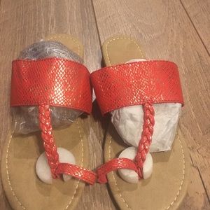 Red thongs sandals